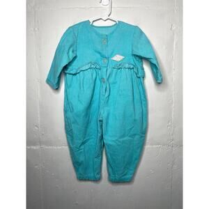 Vintage Krickets Blue Corduroy Bubble Romper Jumpsuit Size 24 Mo